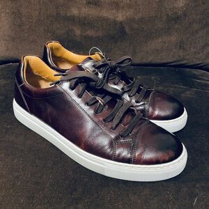 Magnanni 22788 Leather Low Top Sneaker Shoes Men's Size 11 M Dark Brown Lace Up